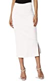 TheMogan Women's Side Slit Ponte Knit High Waist Mid-Calf Pencil Skirt Off White XL