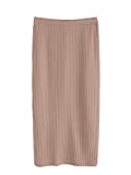 SheIn Women's Basic Plain Stretchy Ribbed Knit Split Full Length Skirt Khaki Large