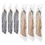 SunHorde Hanging Vacuum Storage Bags 6 Pack Space Saver Vacuum Seal Bags, Jumbo and Large, for Seasonal Clothes, Dress, Coat, Closet Organizer with Heavy Duty Hanging Hooks, Reusable & Easy to Use