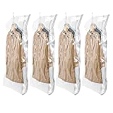 TAILI Hanging Vacuum Storage Bags Space Saver Bags for Clothes, 4 Packs Long 53x27.6 inches, Vacuum Seal Storage Bag Clothing Bags for Suits, Dress Coats or Jackets, Closet Organizer and Storage