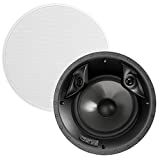 Polk Audio 80F/X-RT In-Ceiling 2-Way Round Surround Speakers - 8" Woofer, Dual 3/4" Tweeters | 100 Watts | Paintable Sheer Grille | White, Pair