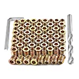 PGMJ 80 Pieces 1/4"-20 Wood Inserts Bolt Furniture Screw in Nut Threaded Fastener Connector Hex Socket Drive for Wood Furniture Assortment (1/4"-20 x15mm)