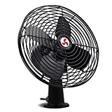 Homdec 12V RV Cooling Fan with 2-Speed Switch, 8.75-Inch Heavy Duty Black Metal Fan, 12Volts Car Fan, use for Auto, Truck, RV, Car, Boat, and Buses (Pack of 1)