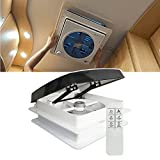 Electric Air Max 14" Vent RV Roof Vent Reversible Exhuast Fan, Ultra Low Sound Level Permanent RV Air Ventilation Ceiling Fan 12V Remote with Rain Sensor, Semi-transparent UV-Proof Cover Lid