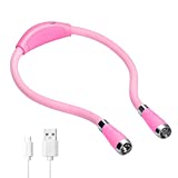 TSINGREE LED Neck Book Light USB Rechargeable, Hands Free, 4 Super Bright LED Bulbs, 3 Adjustable Brightness, Best for Reading in Bed,Knitting,Walking,Jogging,Mending in Night (Pink)