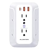 USB Wall Outlet Extender Surge Protector,Multi Plug Outlet With USB Ports (Support PD20W USB C-QC3.0)6 Outlets 1800J USB Wall Plug Charger Adapter,Wall Mount Power Strip for Home Office UL/ETL Listed