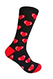Triple M Plus Men's Red Hearts on Black Dress socks