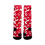 HoopSwagg Brand Athletic Socks Bursting Hearts Extra-Large