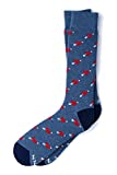 Men's Hipster Designer Cupids Arrow Heart Head Over Heels Love Crew Dress Socks (Heather Blue)