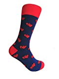 valentines day socks.Two Together Hearts Pattern In Navy Blue/Red Color