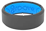 Edge Deep Stone / Blue Silicone Ring by Groove Life - Breathable Rubber Wedding Rings for Men, Lifetime Coverage, Unique Design, Comfort Fit Ring - Size 9