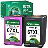 GREENSKY Remanufactured Ink Cartridge Replacement for HP 67XL 67 XL for Envy 6055 6055e 6000 Series DeskJet 2752 2755e 2755 Envy pro 6455 6455e Deskjet Plus 4155 4155e Printer (1 Black, 1 Tri-Color)