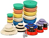 SPTA Mini Polishing Pads, 25mm 50mm 80mm Detailing Polishing Pads Car Detailing Kit Vehicle Buffing Pads Preserving Wax & Polishing Pads Paint Polishing Applicator (32Pcs) For mini Polisher -XBP123M58