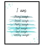 Positive Quotes Wall Decor - Positive Affirmations - Encouragement Gifts for Women, Teens, Girls - Inspirational Quotes - Motivational Wall Art - Inspiring Uplifting Sayings Wall Decor - Tiffany Blue