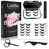 Luxillia Magnetic Eyelashes with Eyeliner, Most Natural Looking Magnetic Lashes Kit with Applicator, Best 8D and 3D Look, Reusable Fake Eye Lash, No Glue, Strongest Waterproof Liquid Liner