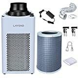 LAYOND 6” Inline Duct Fan for Grow Tent Ventilation, 400CFM Super Quiet Carbon Filter Exhaust Fan Kit, Big Capacity Charcoal Filter, Variable Speed Controller, 10ft Ducting and 7ft Power Cord Adaptor