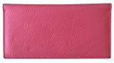 Hot Pink Basic Genuine Leather Checkbook Cover For Men & Women