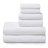 Welhome Franklin Premium | 2 Bath Towels 2 Hand Towels 2 Washcloths | Popcorn Textured White Bathroom Towels | Hotel & Spa Towels for Bathroom | Soft & Absorbent | 100% Cotton 6 Piece Towel Set