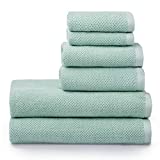 Welhome Franklin Premium | 2 Bath towels 2 Hand towels 2 Washcloths | Popcorn Textured Aqua Bathroom Towels | Hotel & Spa Towels for Bathroom | Soft & Absorbent | 600 GSM 100% Cotton 6 Piece Towel Set