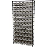 Strongway 12-Tier Single Side Wire Shelving Unit with 66 Bins - 39.5in.L x 16in.W x 80.5in.H