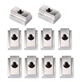 T Slot Nuts for Toyota Bed Deck Rail, 10 PCS Stainless Steel Nuts for Tacoma & Tundra Cleats, Tie Downs and Accessories 3/8"-16 Thread 304 Steel