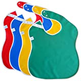 Toppy Toddler Large Waterproof Baby Bibs with Snap Buttons, Boys and Girls Bib Packs, 1-4 years