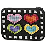 Coin Purse - Hearts On Black - Needlepoint Kit