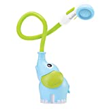 Yookidoo Baby Bath Shower Head - Elephant Water Pump and Trunk Spout Rinser - for Newborn Babies in Tub Or Sink (Blue)