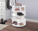 Kings Brand Furniture – 4-Tier Revolving Lazy Susan Shoe Rack Storage Organizer (White)