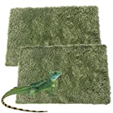 kathson Reptile Carpet Mat Terrarium Bedding Substrate Liner Mat Imitation Rainforest Crawler Mats for Snakes Bearded Dragon Gecko Chameleon Turtles Iguana (2 PCS)