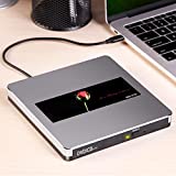 External DVD Drive USB 3.0/USB-C Portable CD DVD +/-RW Drive DVD Burner CD ROM Player Optical Drive for MacBook Mac Laptop Desktop PC Windows,with USB3.0 Adapter & Protective Box(Grey)