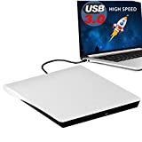 External DVD Drive, USB 3.0 Portable CD/DVD-RW Drive/ DVD Player for Laptop CD ROM Burner Compatible with Laptop Desktop PC Windows Linux OS Apple Mac White