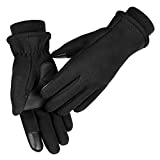 OZERO Winter Gloves for Girls Touchscreen Anti-Slip Soft Thermal Fleece Insulated Water-Resistant Windproof Warm in Cold Weather for Walking Dog Running Cycling (XS,Black)