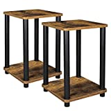 VASAGLE 2-Tier End Table, Set of 2, Nightstand, Side Table with Storage Shelf, Stable, for Living Room, Bedroom, Office, 13.4 x 13.4 x 19.7 Inches, Rustic Brown and Black ULET181X01