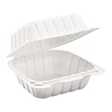 Karat Earth 6" x 6" Mineral Filled PP Hinged Container, 1 compartment - White