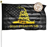 XIFAN Premium Double Sided Don't Tread On Me Gadsden Black American Flag - Heavy Duty 3ply Polyester Durable Vibrant Print Double Stitched - 3x5 FT Tea Party Rattlesnake Indoor Outdoor Banner