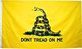 Eugenys Don't Tread On Me Flag (3x5 Feet) - Bright Colors and UV Resistant Polyester - Free Gadsden Flag Patch Included - Tea Party Flags with Brass Grommets - Perfect Banner Hanging Indoor/Outdoor
