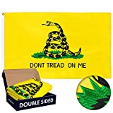 G128 – Dont Tread on Me Gadsden Flag | 3x5 feet | Double Sided Embroidered 210D – Indoor/Outdoor, Vibrant Colors, Brass Grommets, Heavy Duty Polyester, 3-ply