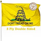 XIFAN Premium Double Sided Dont Tread On Me Gadsden Flag - Heavy Duty 3ply Polyester Durable Vibrant Print 4 Rows Stitches Hemming - Tea Party 3x5 FT Indoor Outdoor Banner