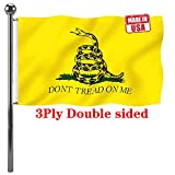 JAYUS 3 Ply Gadsden Snake Flag 3x5 Outdoor- 200D Double Sided Polyester Dont Tread On Me Flags Banners- Libertarian Flag with Vivid Powerful Snake