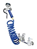 T&S Brass PG-8WREV Wall Mount Pet Grooming Faucet. 8" Centers with Spray Valve, 9 Foot Coiled Hose, and Vacuum Breaker.,Silver