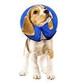 E-KOMG Dog Cone After Surgery, Protective Inflatable Collar, Blow Up Dog Collar, Pet Recovery Collar for Dogs and Cats Soft (Medium(8"-12"), Blue)