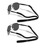 Glasses Strap - Soft Comfortable elastic nylon sunglass strap (Pack of 2) Sports Adjustable eyeglass holder for Men Women -(Black)