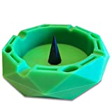 Bowl & Pipe Ashtray with Poker - Heat Resistant Silicone - Dishwasher Safe for Easy Cleaning (Green)