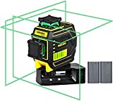 Firecore 3 X 360 Green Laser Level, Self-leveling Three-Plane Leveling and Alignment Line Laser Tool with Pulse Mode, 2 Rechargeable Lithium Batteries, Magnetic Pivoting Base, Target Plate(F94T-XG)