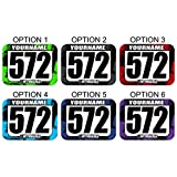 MX & ATV Number Plate Decals | Custom with your Name, Number, Size & Colors | Set of 3 Graphics | 12 Different Color Designs | Splash O'Color Design