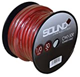 SoundBox Connected 0 Gauge 50' Wire UltraFlex Amplifier Power/Ground Cable, Red