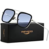 AIEYEZO Tony Stark Sunglasses Vintage Square Metal Frame Eyeglasses for Men Women - Iron Man and Spider-Man Sun Glasses (Spider Man Same Color)