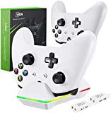 Controller Charger for Xbox One, CVIDA Dual Xbox One/One S/One Elite (Not For Xbox Series X/S 2020) Charging Station with 2 Rechargeable Battery Packs for Two Wireless Controllers Charge Kit– White