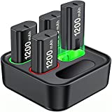 Charger for Xbox One Rechargeable Battery Pack, Charger Station for Xbox One Controller Battery Pack, Xbox One Accessories with 4×1200mAh Xbox Battery Pack for Xbox Series X|S/Xbox One S/X/Elite